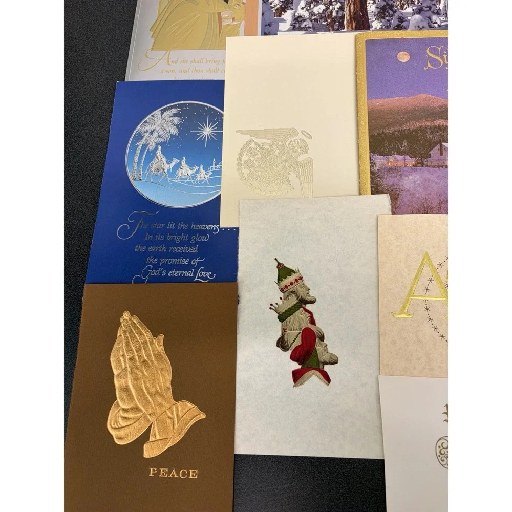 Vintage Metallic Christmas Cards Fronts ONLY for Scrapbooking Crafts Lot of 50+